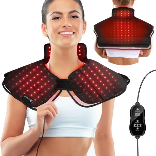 CooCoCo FSA - Almohadilla de terapia de luz roja para aliviar el dolor de cuello y hombros, envoltura de luz infrarroja cercana para cuerpo,