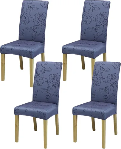 Vista 19 de Fundas para Sillas de Comedor, Juego de Fundas para Sillas de Comedor de 4 Piezas, Fundas Elásticas para Sillas de Cocina, Fundas para Sillas