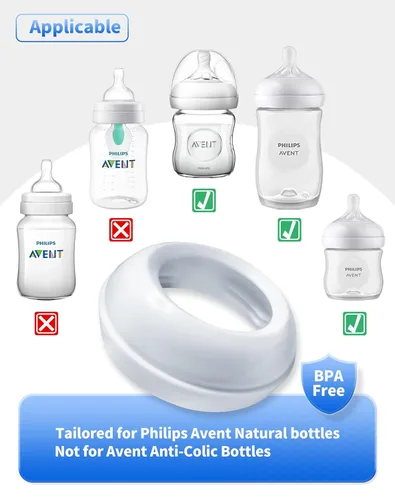 Vista 2 de Collar de repuesto para pezón para biberón de Philips Avent natural y de vidrio natural, no para biberones anticólicos de Avent, collar de anillos