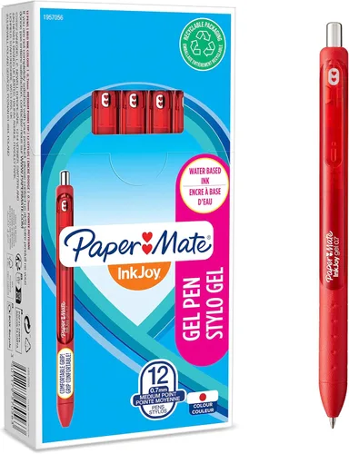 Vista 8 de Paper Mate InkJoy - Bolígrafo de gel, punta media, color rosa, caja de 12