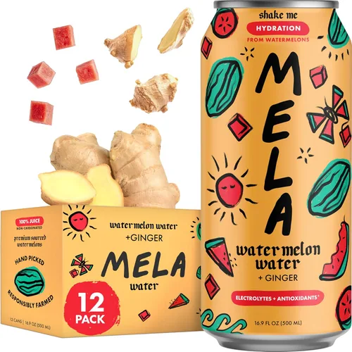 Mela Agua de Sandía - Jugo de Sandía, 100 Por Ciento Jugo de Fruta Natural con Vitamina C, Electrolitos, Antioxidantes - Alternativa al Agua de