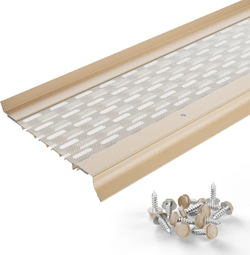 Vista 18 de Micromesh 5 pulgadas de protectores de canaleta con protección contra hojas, paquete de muestra de 1 pie, blanco, malla de acero inoxidable