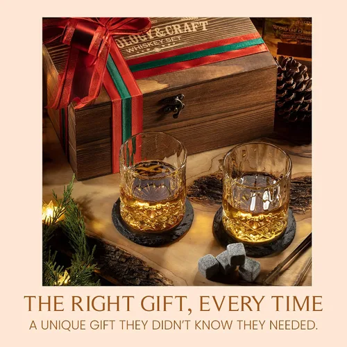Vista 5 de Mixology & Craft Set de regalo de vasos de whisky Juego de whisky + 2 - Marrón chocolate