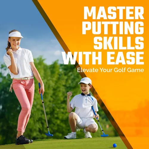 Vista 4 de Go For It Golf Putter para niños, eje extensible para golfistas jóvenes, tamaño ajustable para mano derecha e izquierda, club de entrenamiento