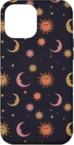 Vista 25 de Funda para iPhone 16 Whimsigoth Aesthetic Hippie Celestial Vintage Half Moon Sun