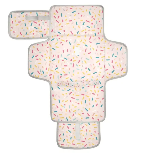 Colorful Sprinkles Portable Changing Pad with Built-in Pillow, Waterproof Foldable Baby Diaper Changing Pads, Diaper Mat for Boys and Girls