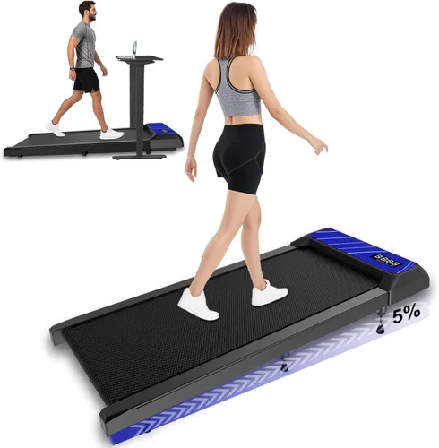 Caminadora con inclinación, caminadora debajo del escritorio para oficina en casa, almohadilla plegable compacta de 2.5 HP, capacidad de 265 libras,