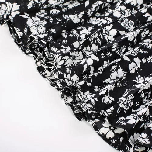 Vista 5 de GRACE KARIN Falda de gasa plisada de cintura alta elástica para mujer, falda acampanada