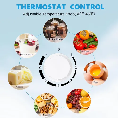 Vista 3 de Electactic Mini refrigerador de 1.6 pies cúbicos con congelador, refrigerador compacto de una sola puerta reversible, termostato ajustable, ultra