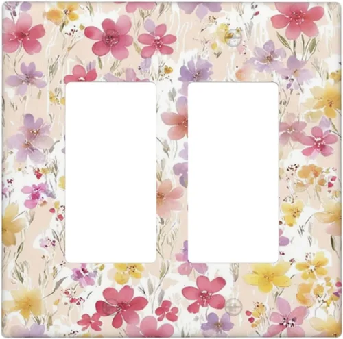 Vista 134 de Cubierta decorativa para interruptor, placa de interruptor de luz de 2 bandas, 1 placa de interruptor de luz dúplex de palanca, placas de pared GFCI