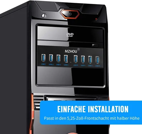 Vista 3 de Tarjeta de expansión de concentrador de panel frontal USB 3.0 de 8 puertos - con cables de 19 pines y SATA, 5 tornillos de montaje - Compatible