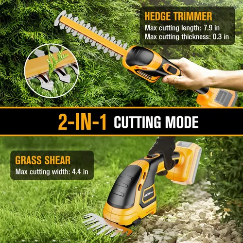 Vista 4 de HEINPRO Cortasetos Inalámbrico Compatible con Batería DEWALT 20V MAX (Sin Batería), Cortasetos Eléctrico Inalámbrico, Recortadora de Césped
