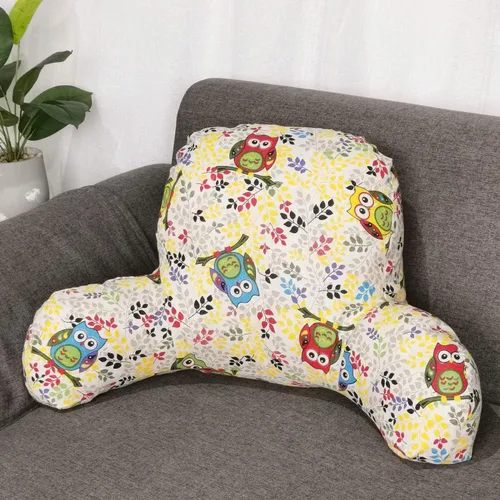 Vista 4 de Almohada de lectura estampada bohemia con brazos de apoyo, almohada suave para descansar en la cama, cojín de apoyo para la espalda para niños que