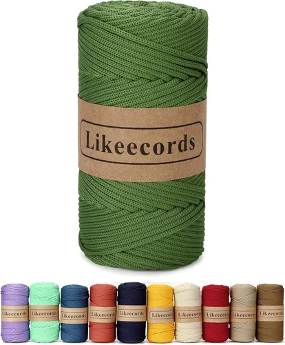 Vista 53 de Likeecords Cordón de macramé trenzado de poliéster de 0.157 in, 140 yardas, 426 pies, hilo elástico para bolsa de ganchillo para manualidades