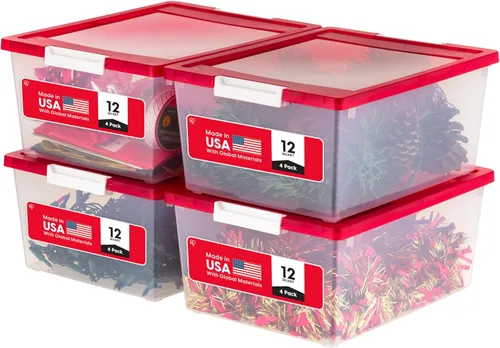 Vista 17 de IRIS USA - Contenedores de almacenamiento de plástico de 12 cuartos de galón con tapas, paquete de 4, pequeño contenedor sensorial, almacenamiento