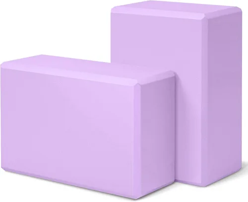 Yoga Block 2 Pack 9"x6"x3", Sturdy Yoga Foam Blocks, High Density & Non Slip Surface for Pilates & Stretching, Fitness Accessories for Stability &