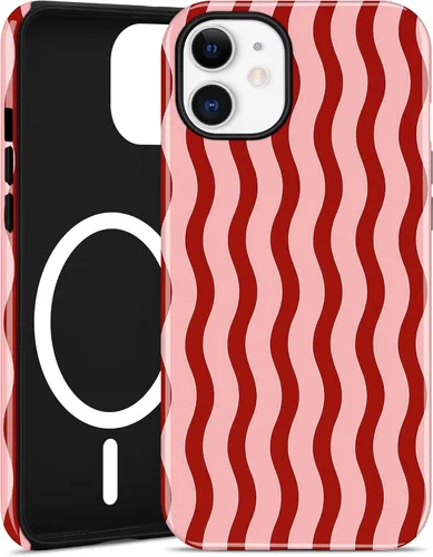 Vista 58 de Jusy Compatible con MagSafe Funda de Teléfono a Rayas para iPhone 7/8/SE, Bonita Funda de Teléfono Protectora Magnética Estética de TPU Suave y PC
