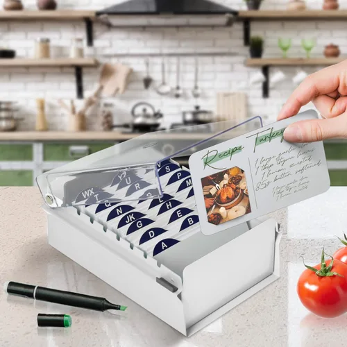 Vista 6 de Acrimet Caja organizadora de archivos de 3 x 5 tarjetas, base de metal, resistente (tarjetas de índice AZ y divisor incluidos)