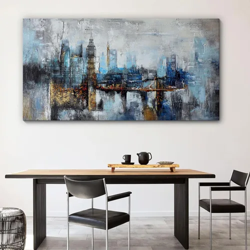 Vista 22 de Pogusmavi Decoración de pared para sala de estar, arte de pared para sala de estar, lienzo artístico/cuadros para dormitorio Diente de león azul