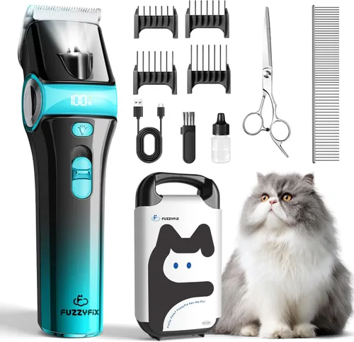 Cortapelos para gatos con hoja 5 en 1, kit de aseo para gatos, recortadora de pelo recargable inalámbrica, cuchilla de acero inoxidable desmontable,