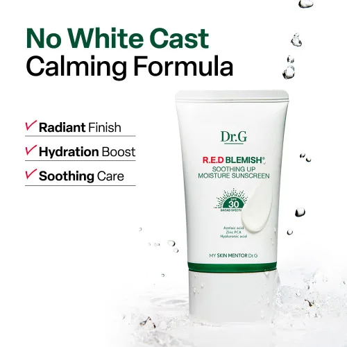 Vista 2 de Dr. G R.E.D. Blemish - Protector solar calmante de humedad - Protector solar coreano sin blanco - SPF de amplio espectro para pieles sensibles - No