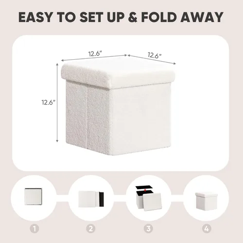 Vista 76 de PINPLUS Otomanas otomanas de almacenamiento con forma cuadrada con reposapiés de almacenamiento para sala de estar, asiento otomano Boucle para Gris