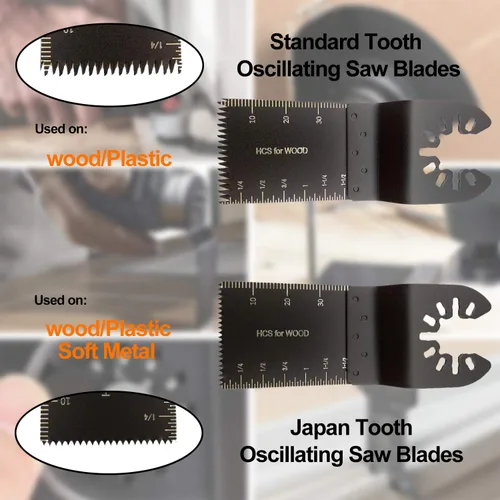 Vista 3 de Juego de hojas de sierra oscilantes de madera mixta, hojas de sierra multiherramienta, cuchillas de sierra de liberación rápida para Fein