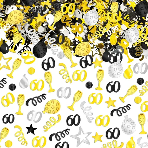 Vista 8 de 3000 piezas de confeti de cumpleaños con purpurina para decoración de cumpleaños, aniversario, mesa de papel de aluminio metálico, confeti