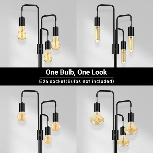 Vista 2 de BoostArea Lámpara de pie industrial para sala de estar, lámpara de pie moderna con 3 luces, bombillas no incluidas, lámpara de pie de diseño simple