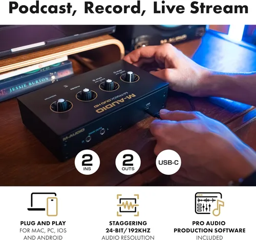 Vista 6 de M-AUDIO Oxygen Pro Mini Controlador MIDI Paquete con Interfaz de Audio M-Track Duo HD para Grabación de Estudio, Producción Musical, Podcasting