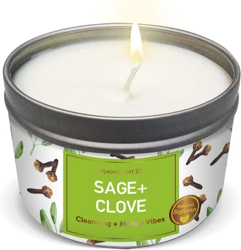 Vista 13 de Magnificent 101 Vela Smudge de Salvia Pura de Larga Duración - 6 Oz - 35 Horas de Tiempo de Combustión - Vela de Cera de Soja para Limpieza