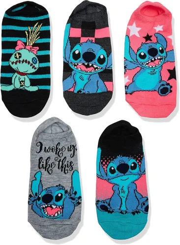 Vista 2 de Disney womens Lilo & Stitch 5 Pack No Show Socks