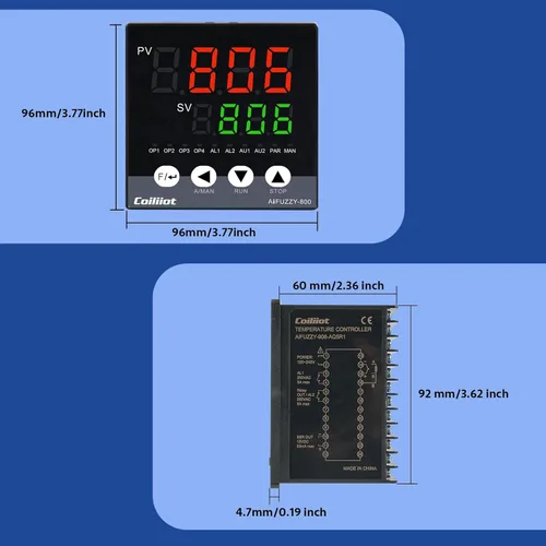 Vista 5 de Controlador de temperatura PID, voltaje Coiliiot AC100-240V, pantalla LED, salida dual de relé y SSR, una salida de alarma, termostato PID