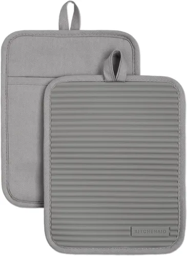 Vista 15 de KitchenAid Juego de 2 soportes para ollas de silicona suave acanalados, color cielo aguamarina, 7 x 9 pulgadas
