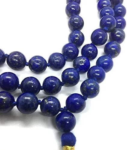 Cuentas de lapislázuli azul natural de 0.315 in, 108 malas budistas, mejora la conciencia y el intelecto, tercer ojo, Gema, Lapislázuli