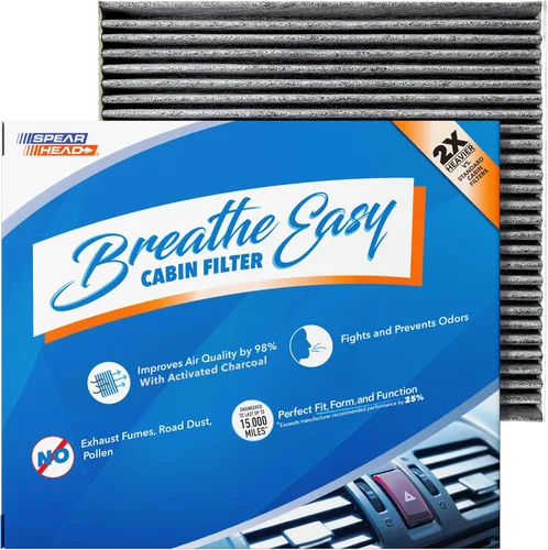 Vista 68 de Filtro de cabina AC y calefactor de defensa contra olores Breathe Easy de Spearhead, se ajusta como OEM, hasta un 25% más duradero con carbón