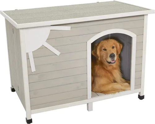 Vista 9 de MidWest Homes for Pets Eilio - Casa plegable de madera para perros, no requiere herramientas para el montaje, casa para perros ideal para razas