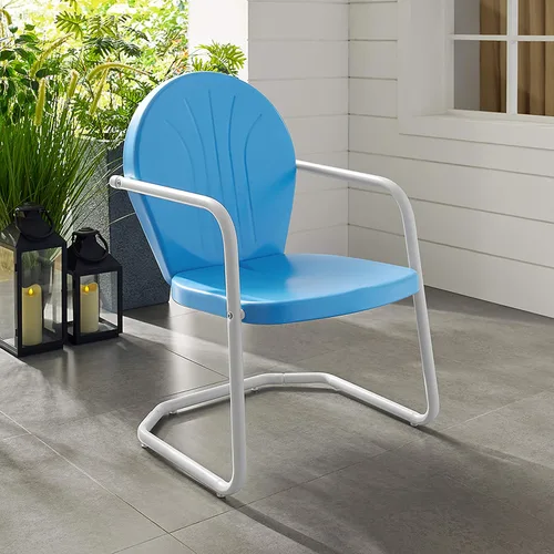 Vista 2 de Crosley Furniture CO1001A-AQ Griffith - Silla retro de exterior, de metal