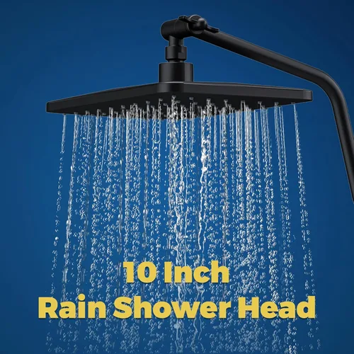 Vista 4 de WRISIN Cabezal de ducha de lluvia de 10 pulgadas con rociador de mano, cabezal de ducha de mano de 7 funciones, brazo de extensión de ducha de metal