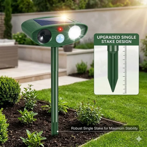 Vista 8 de 2Pack Sonic Fortress Pro Deer Repellent Solar Ultrasonic Animal Repellent Outdoor with Motion Detection&Flash Light Squirrel Fortress Pro Keep