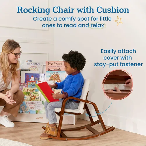 Vista 4 de ECR4Kids Mecedora Bentwood con cojín, muebles para niños, nogal oscuro