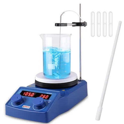 Vista 7 de FOUR E'S SCIENTIFIC Placa caliente con agitador magnético de 5 pulgadas, temperatura máxima 280℃/536°F Capacidad máxima de agitación 5L