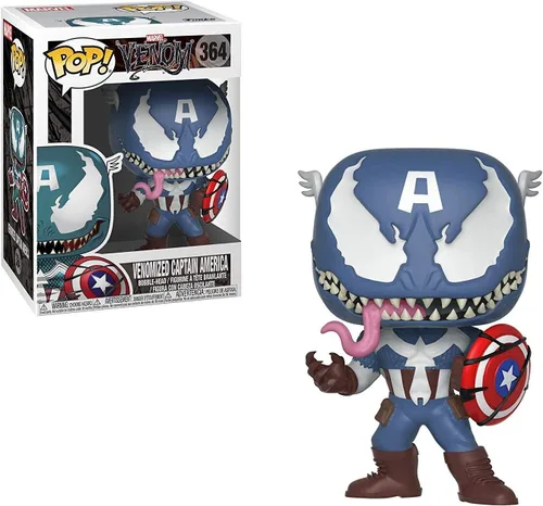Vista 2 de POP Funko Marvel: Venom - Figura de vinilo venomizada del Capitán América Incluye funda protectora compatible con POP Box, multicolor, 3.75