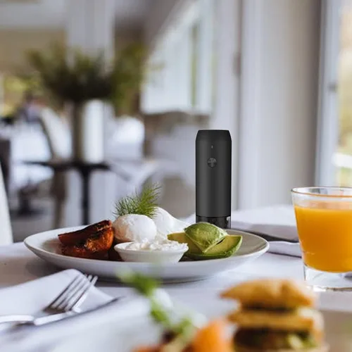 Vista 7 de Juego de 2 molinillo eléctrico de sal y pimienta, molinillo de pimienta y molinillo de sal recargable por USB, operación con una sola mano