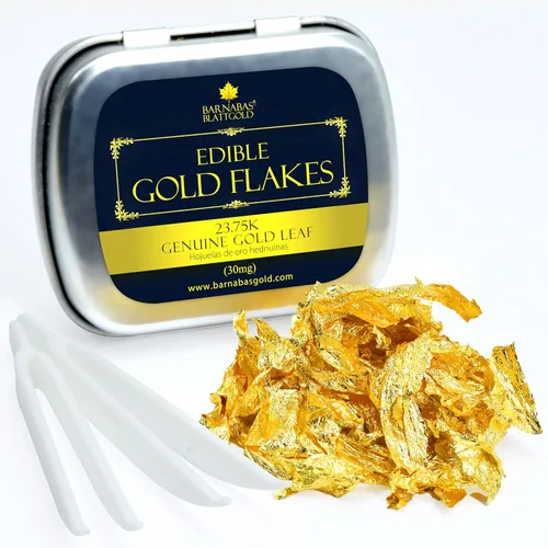 Vista 9 de Barnabas Blattgold Hoja de oro para bebidas – Copos de oro comestibles para alimentos (bebidas) 1 paquete