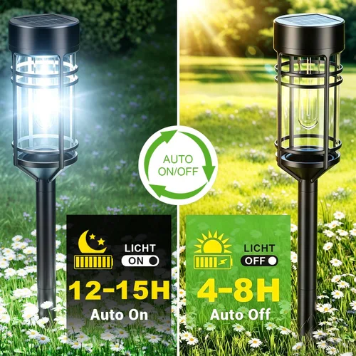 Vista 4 de Amzarp - Paquete de 12 luces solares para jardín, luces LED solares Luz blanca fría.