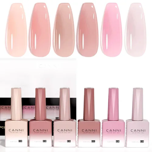 Vista 20 de Canni - Set de esmalte de uñas en gel sin hema de 9ml, 6 piezas, kit de esmalte de uñas en gel blanco, negro, burdeos, rojo, púrpura, desnudo