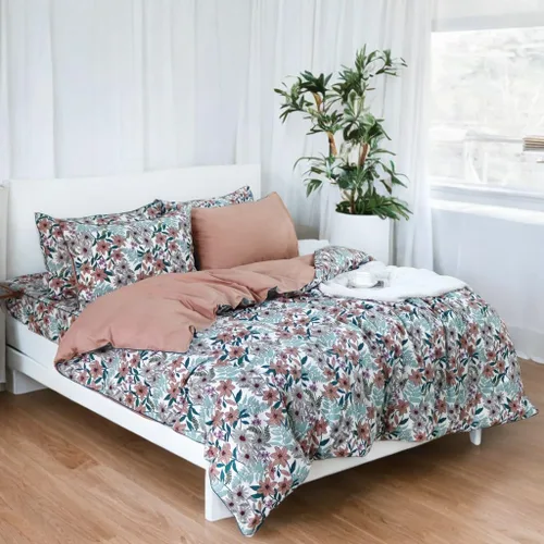 Vista 26 de Helthep Funda de edredón floral tamaño Queen, 100% algodón con estampado de hojas tropicales, funda de edredón botánica con estampado de árbol