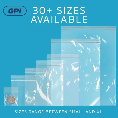 Vista 8 de GPI - Paquete de 100 bolsas de plástico transparente con cremallera de 1 x 1 pulgada de grosor, bolsas de plástico transparente con cierre