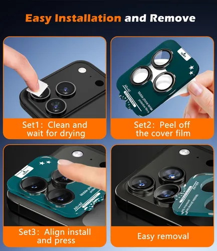 Vista 6 de imluckies Protector de lente de cámara para 17 Pro / 17 Pro Max, vidrio templado AR+AF y dureza 9H inastillable, cubierta de lente de metal Negro